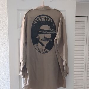 Women's Tan Long Sleeve Dress with Graphic Design